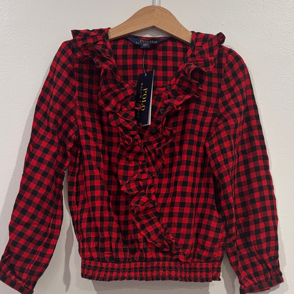 Ralph Lauren Kids Red and Black Plaid Blouse